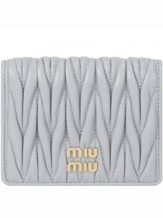 Matelasse Leather Half Wallet Sky Blue - MIU MIU - BALAAN 2