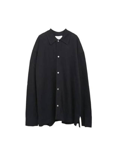 Long sleeve polo cardigan PALM SNM 1159 DARKEST NAVY - STUDIO NICHOLSON - BALAAN 1