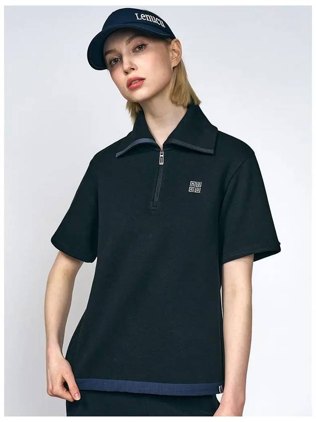 Half zip up women s golf short sleeved t shirt NUGSFST111BK - LENUCU - BALAAN 1