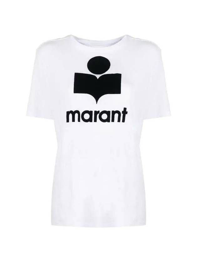 Zewel Print Cotton Short Sleeve T-Shirt White - ISABEL MARANT ETOILE - BALAAN 1