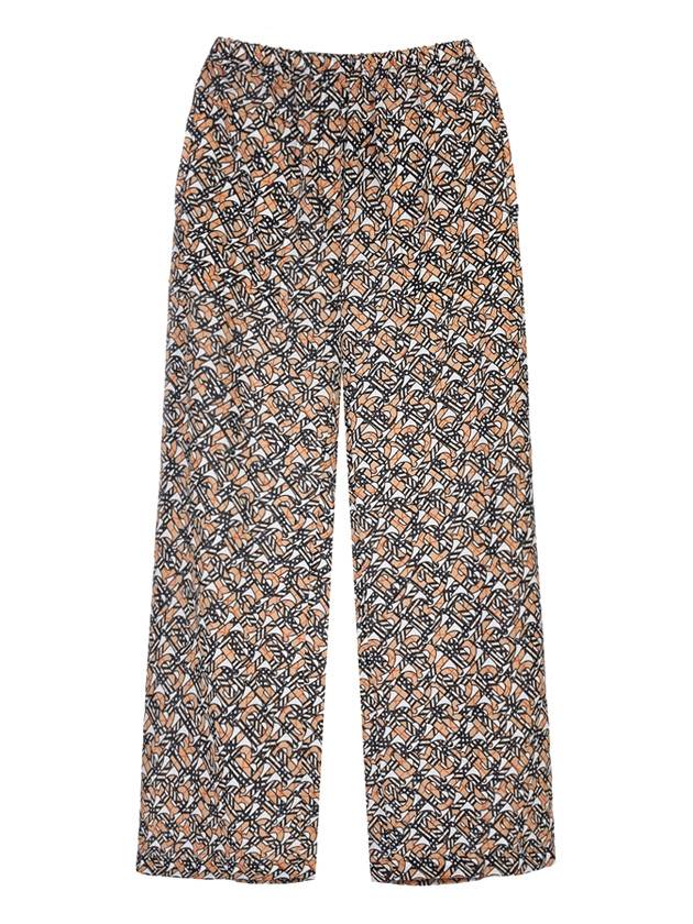 Monogram Print Silk Wide Pants - BURBERRY - BALAAN 11