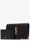 Monogram Uptown Chain Embossed Leather Long Wallet Black - SAINT LAURENT - BALAAN 5