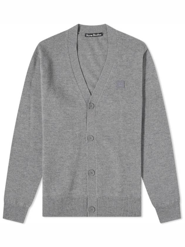 Keve Face Wool V-neck Cardigan Grey Melange - ACNE STUDIOS - BALAAN 1