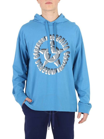 Moschino Couture Light Blue Logo Print Hoodie, Brand Size 48 (US Size 38) - MOSCHINO - BALAAN 1