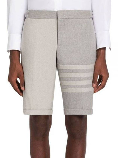 4 Bar Stripe Fun Mix Selvedge Denim Shorts Grey - THOM BROWNE - BALAAN 2