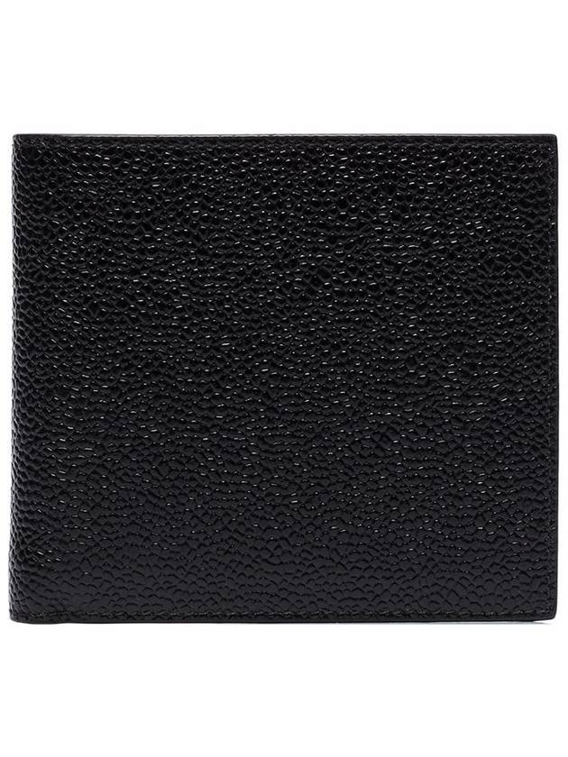 Pebble Grain Leather Half Wallet Black - THOM BROWNE - BALAAN 3