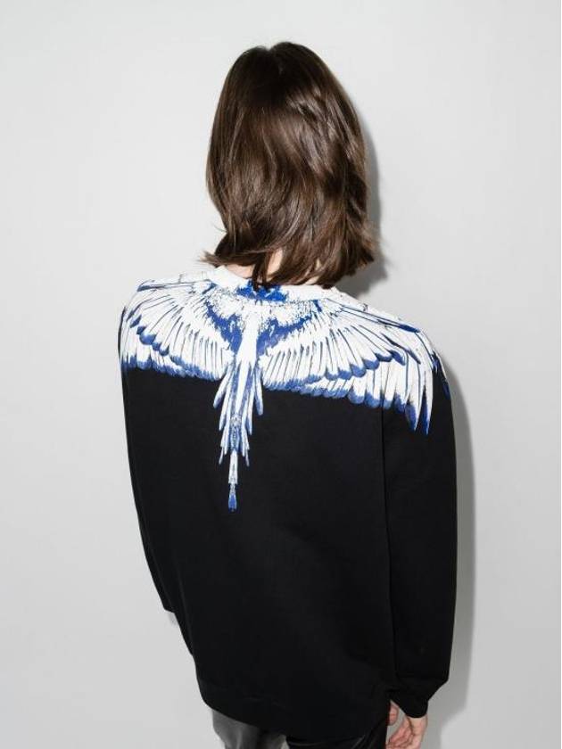 Icon Wing Print Crew Neck Sweatshirt Black Blue - MARCELO BURLON - BALAAN 7