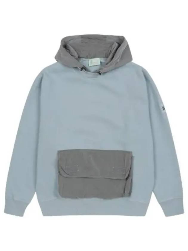 Aries Nylon Hybrid Hooded Gray Blue Sweatshirt - ARIES - BALAAN 1