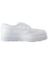 Lace-Up Leather Low Top Sneakers White - PRADA - BALAAN 3