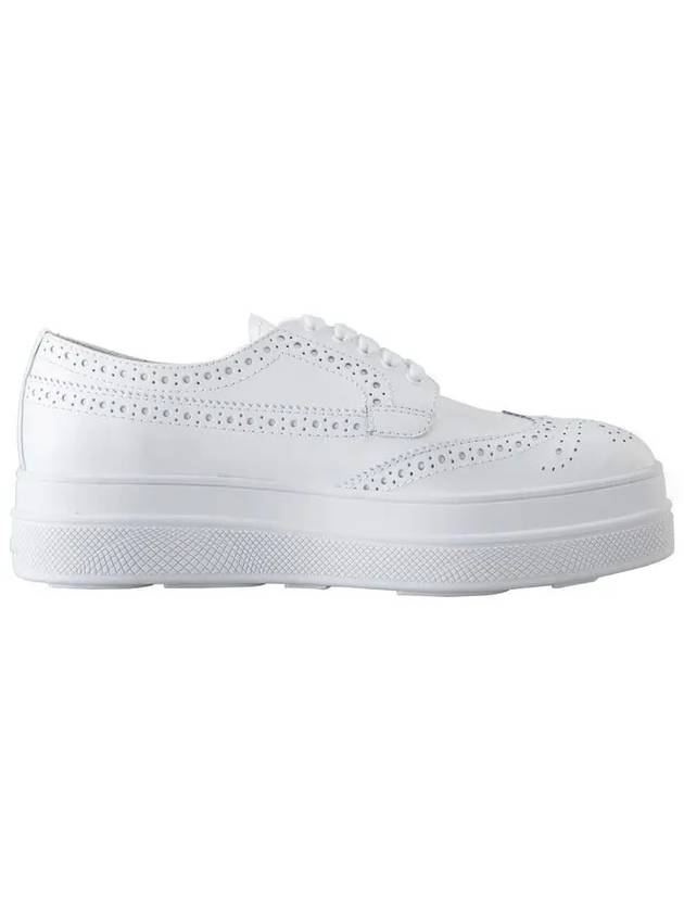 Lace-Up Leather Low Top Sneakers White - PRADA - BALAAN 3