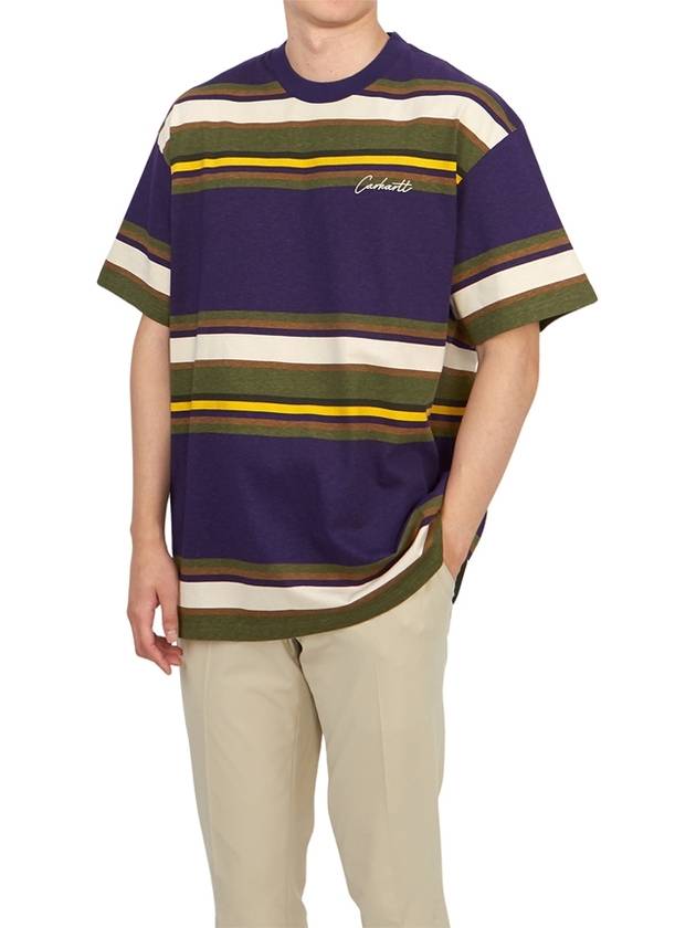 Morcom Striped Short Sleeve T-Shirt Purple - CARHARTT WIP - BALAAN 5