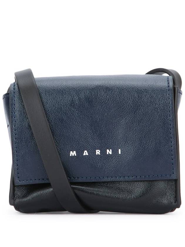 logo print messenger bag navy - MARNI - BALAAN 2