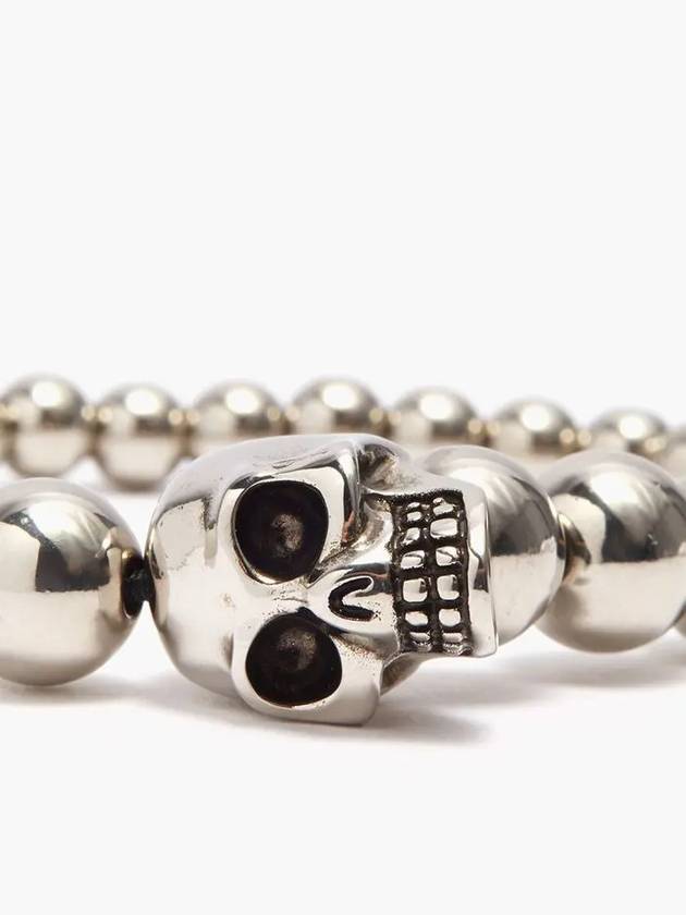 Skull Skull Pendant Spherical Bead Silver Tone Metal Bracelet - ALEXANDER MCQUEEN - BALAAN 4