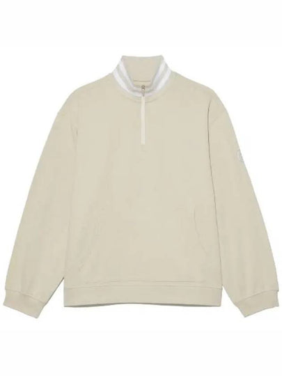 Rib Collar French Terry Quarter Zip Pullover Long Sleeve T-shirt Beige - G/FORE - BALAAN 2