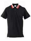 Logo Stripe Short Sleeve Polo Shirt Black - BURBERRY - BALAAN 2