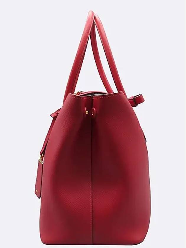 BR5071 Red Saffiano Cure Double Gold Logo Decorated Tote Bag - PRADA - BALAAN 3