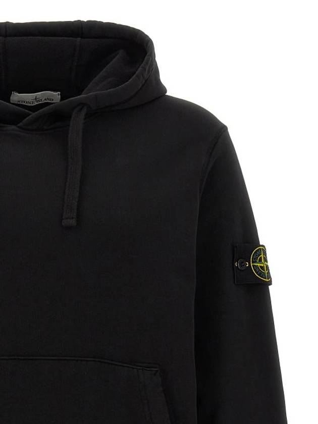 Cotton Fleece Garment Dyed Hoodie Black - STONE ISLAND - BALAAN 4