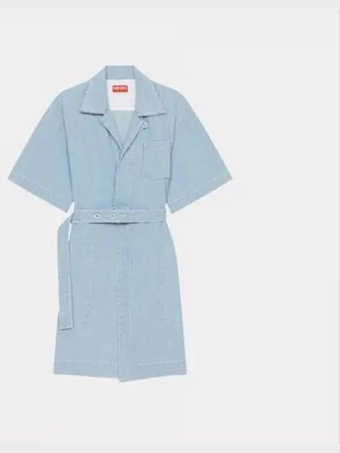 Denim wrap dress bleached blue FD52DR2476E2DB 1239439 - KENZO - BALAAN 1