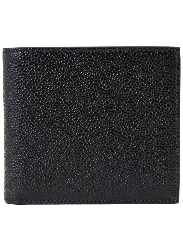 Pebble Grain Leather Half Wallet Black - THOM BROWNE - BALAAN 3