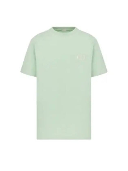 CD Icon Embroidered Cotton Jersey Short Sleeve T-Shirt Light Green - DIOR - BALAAN 2