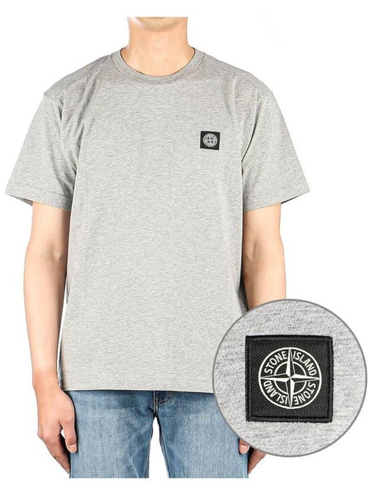 Logo Patch Cotton Short Sleeve T-Shirt Dust Melange Grey - STONE ISLAND - BALAAN 2