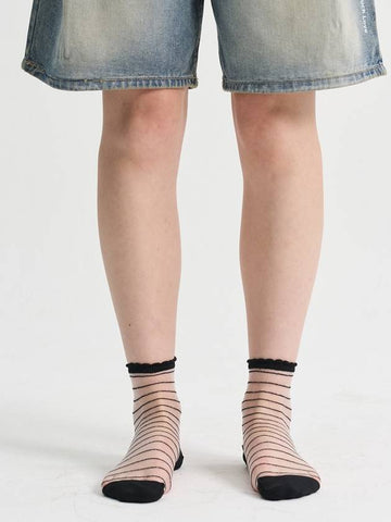 SeeThrough Stripe Socks Black - SORRY TOO MUCH LOVE - BALAAN 1