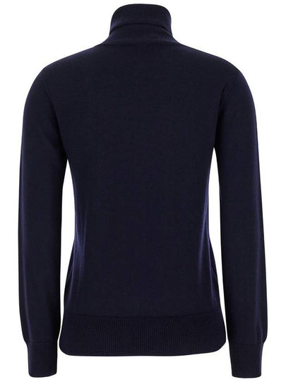 Blue High Neck Sweater With Logo Embroidery In Wool Woman - A.P.C. - BALAAN 2