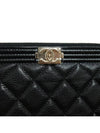 Boy New Medium Gold Logo Caviar Clutch Bag Black - CHANEL - BALAAN 4