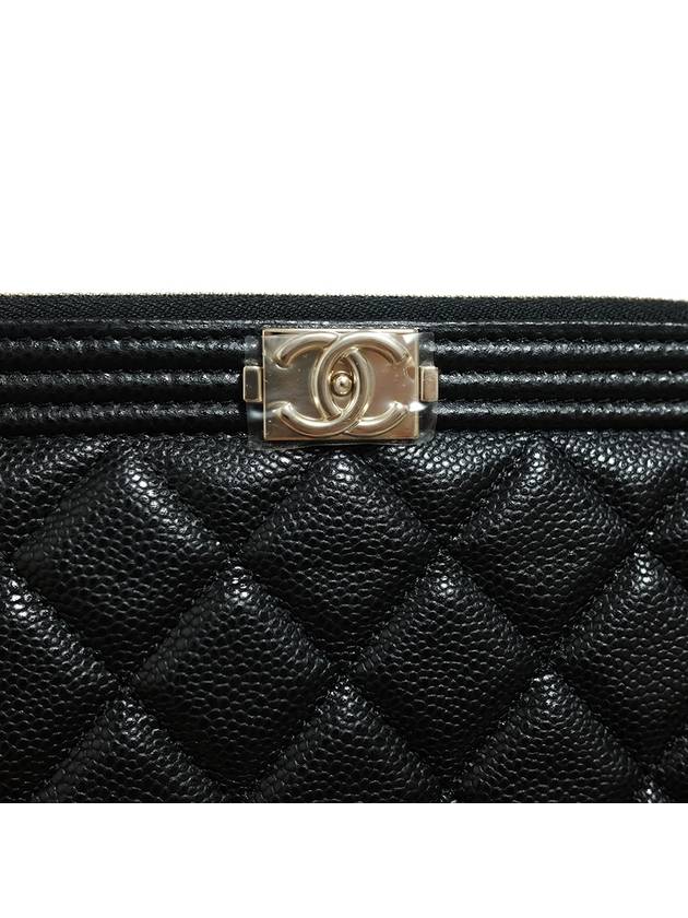 Boy New Medium Gold Logo Caviar Clutch Bag Black - CHANEL - BALAAN 4