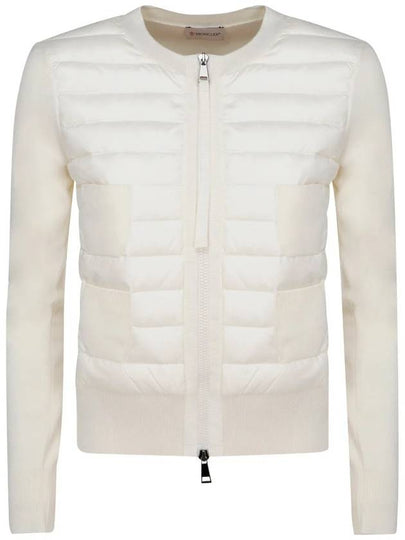 Women's Padded Wool Zip-Up Cardigan White - MONCLER - BALAAN 2