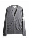 Men's Sustainable Classic Diagonal Wool Cardigan Medium Grey - THOM BROWNE - BALAAN 2