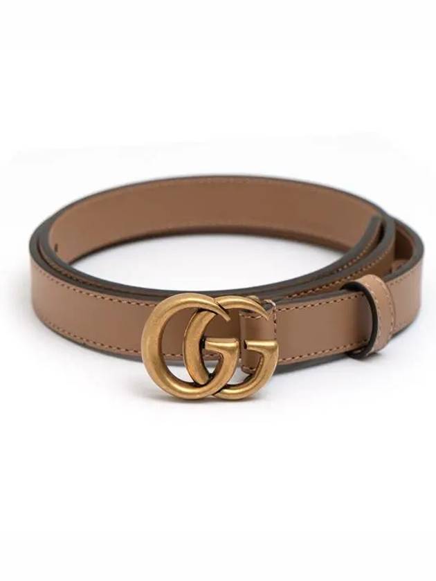 GG Marmont Double Buckle Thin Belt Brown - GUCCI - BALAAN 5