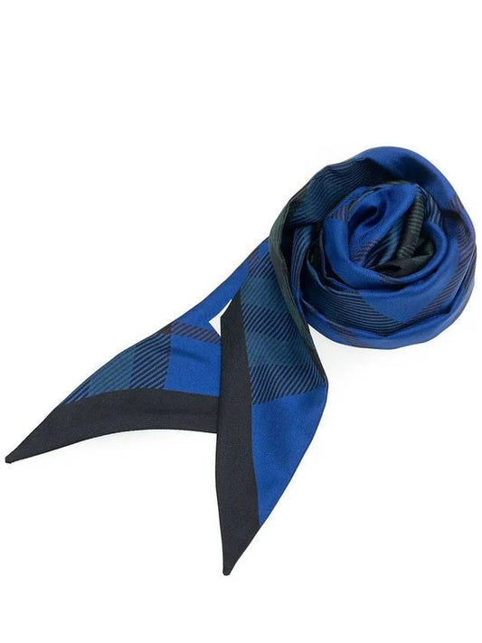 Check Silk Scarf Black Navy - BURBERRY - BALAAN 2