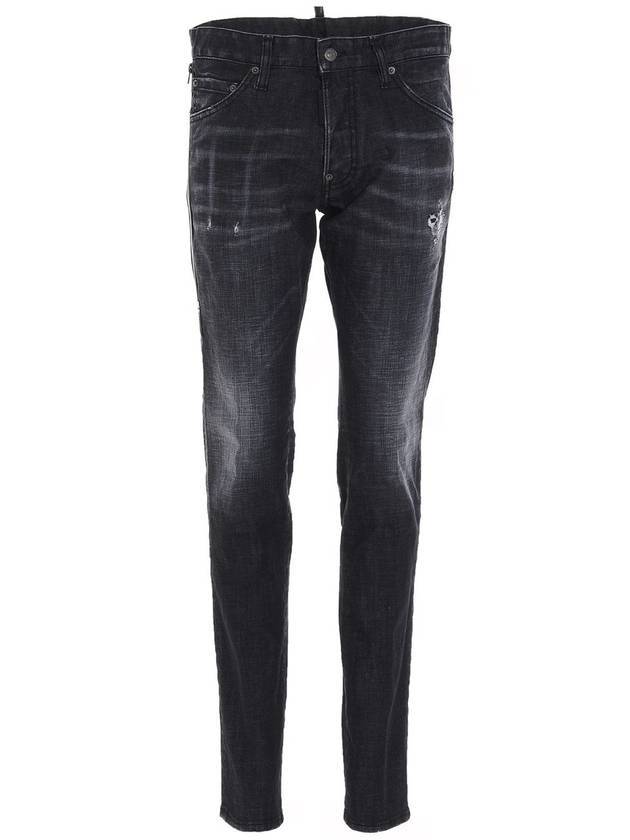 Men's Side Zipper Wash Skater Jeans Black - DSQUARED2 - BALAAN 1