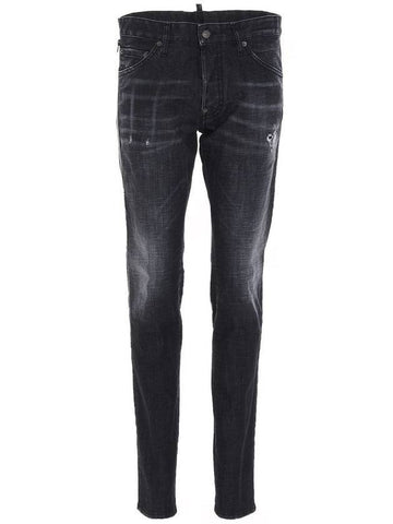 Men's Side Zipper Wash Skater Jeans Black - DSQUARED2 - BALAAN 1