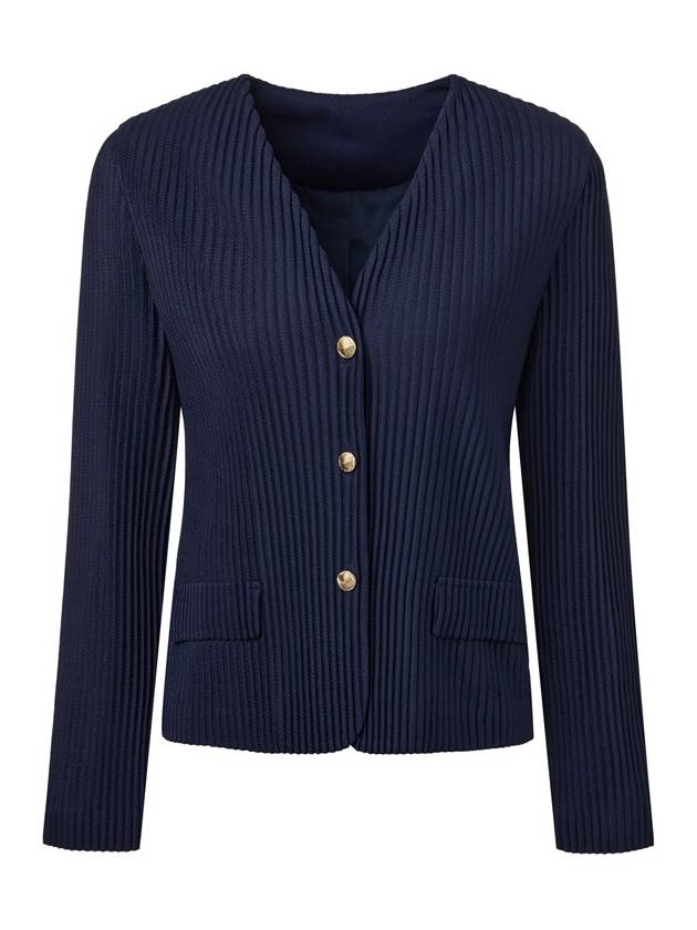 Women s non collared pleated jacket navy - MONPLISSE - BALAAN 1