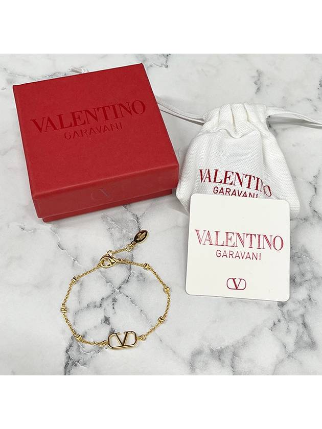 Signature Metal Swarovski Crystal Bracelet Gold - VALENTINO - BALAAN 3