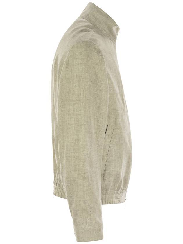 Linen, wool and silk diagonal bomber jacket - BRUNELLO CUCINELLI - BALAAN 3