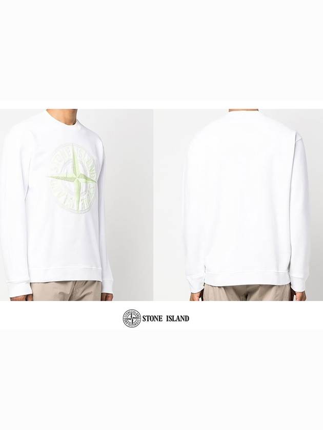 Garment Dyed Stitches Four Print Crewneck Sweatshirt White - STONE ISLAND - BALAAN 5