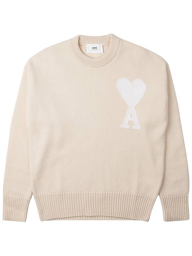 Big Heart Logo Wool Knit Top Vanilla White - AMI - BALAAN 11