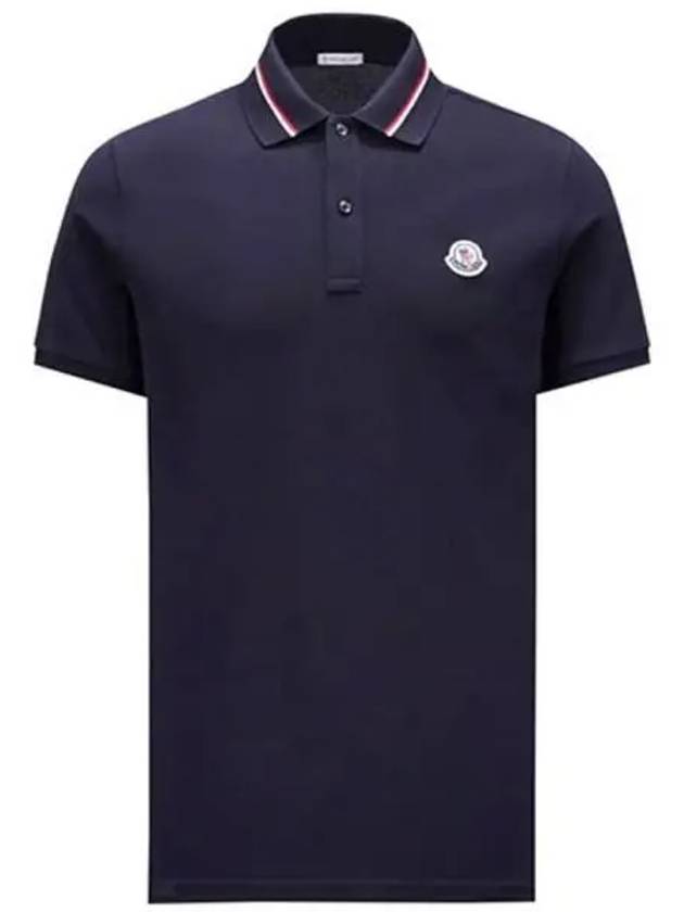 8A00021 89A16 77X Patch Logo Polo T Shirt Navy Men s TJ 270701 - MONCLER - BALAAN 1