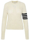 4 Bar Pointelle Knit Top White - THOM BROWNE - BALAAN 4