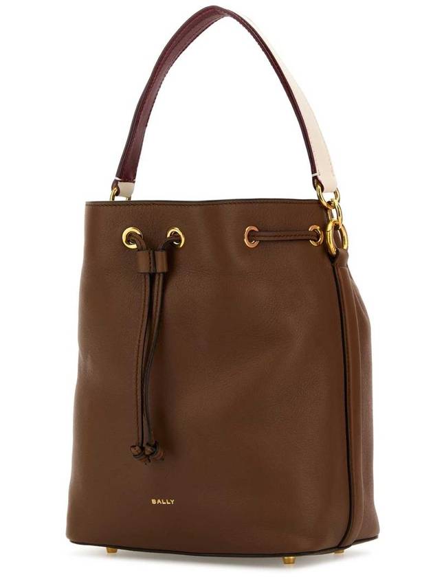 Logo Leather Bucket Bag Brown - BALLY - BALAAN 3