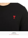 Chain Stitch Heart Logo Long Sleeve T-Shirt Black - AMI - BALAAN 9