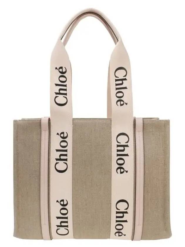 Woody Canvas Medium Tote Bag Cement Pink - CHLOE - BALAAN 2