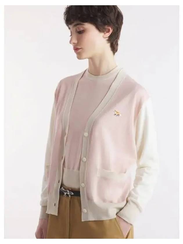 Women s Fox Patch Color Scheme Spring Fall Cardigan Rose Domestic Product GM0024080934189 - MAISON KITSUNE - BALAAN 1