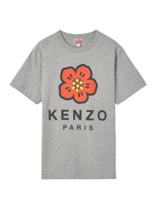 Balk Flower Short Sleeve T Shirt Gray Tee - KENZO - BALAAN 1
