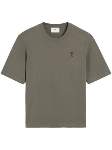 Logo Cotton Short Sleeve T-Shirt Grey - AMI - BALAAN 1