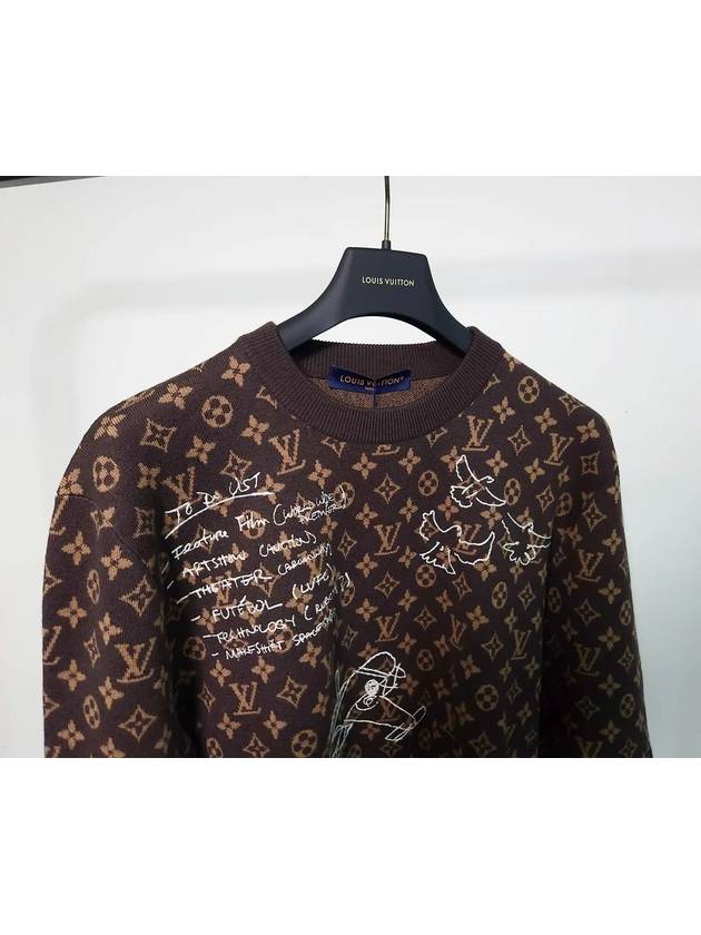 Monogram Embroidered Wool Crew Neck Knit Top Dark Brown - LOUIS VUITTON - BALAAN 4