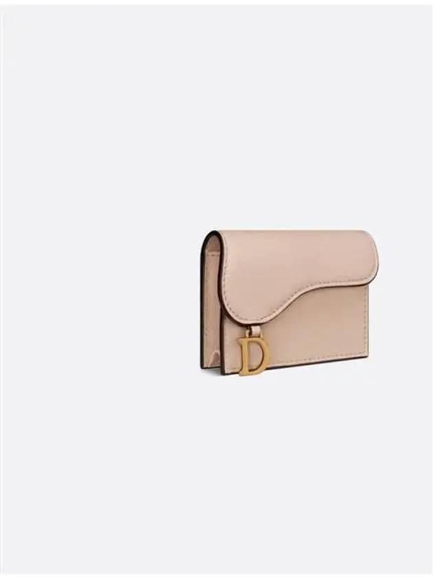 Saddle Bloom Goatskin Flap Card Wallet Caramel Beige - DIOR - BALAAN 3